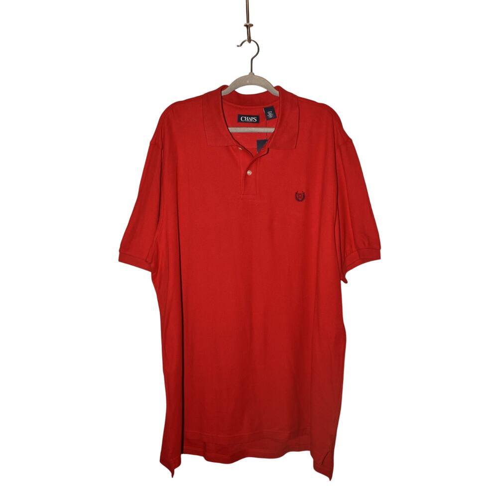 CHAPS NEW $48 Red‎ Short Sleeve Cotton Polo Shirt Classic Fit Men's 2XB